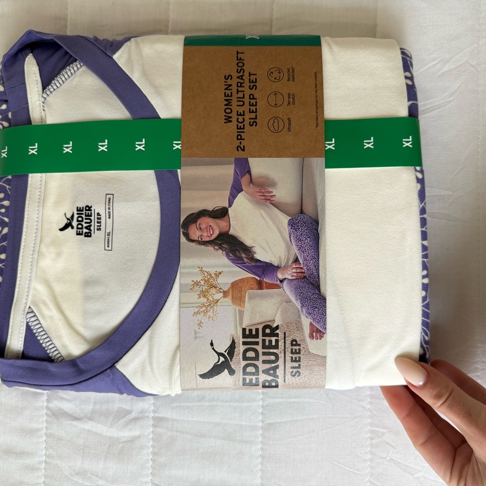 Eddie Bauer Women's Purple and White Ultra-Soft Sleep Set